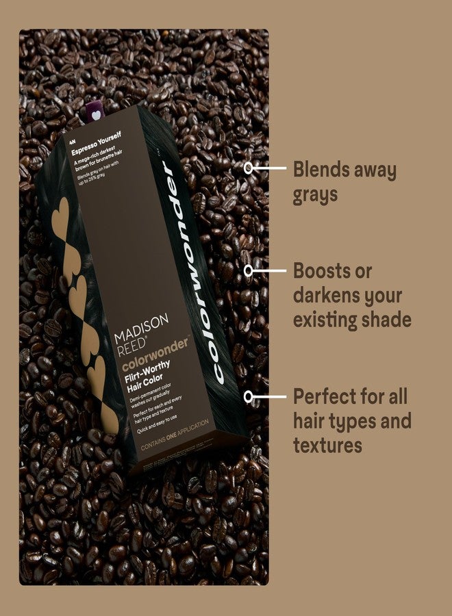 Madison Reed colorwonder Demi-Permanent Hair Color, Effortless At-Home Hair Dye, Ammonia-Free, Cruelty-Free, Espresso Yourself (4N Darkest Brown), Pack of 1 - Image 4
