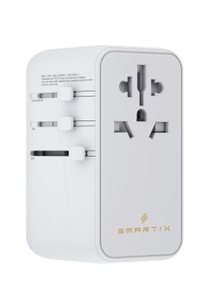 Smartix Smartix 100 W GaN3 Universal Travel Adapter – International Plug Adapter with 2 USB-A QC4.0 + 2 PD3.0 Type-C PPS Fast Charging, Worldwide Charger for Andriod and Apple Devices, Laptop, Tablets, USA/UK/EU/AU Plugs  - Image 1