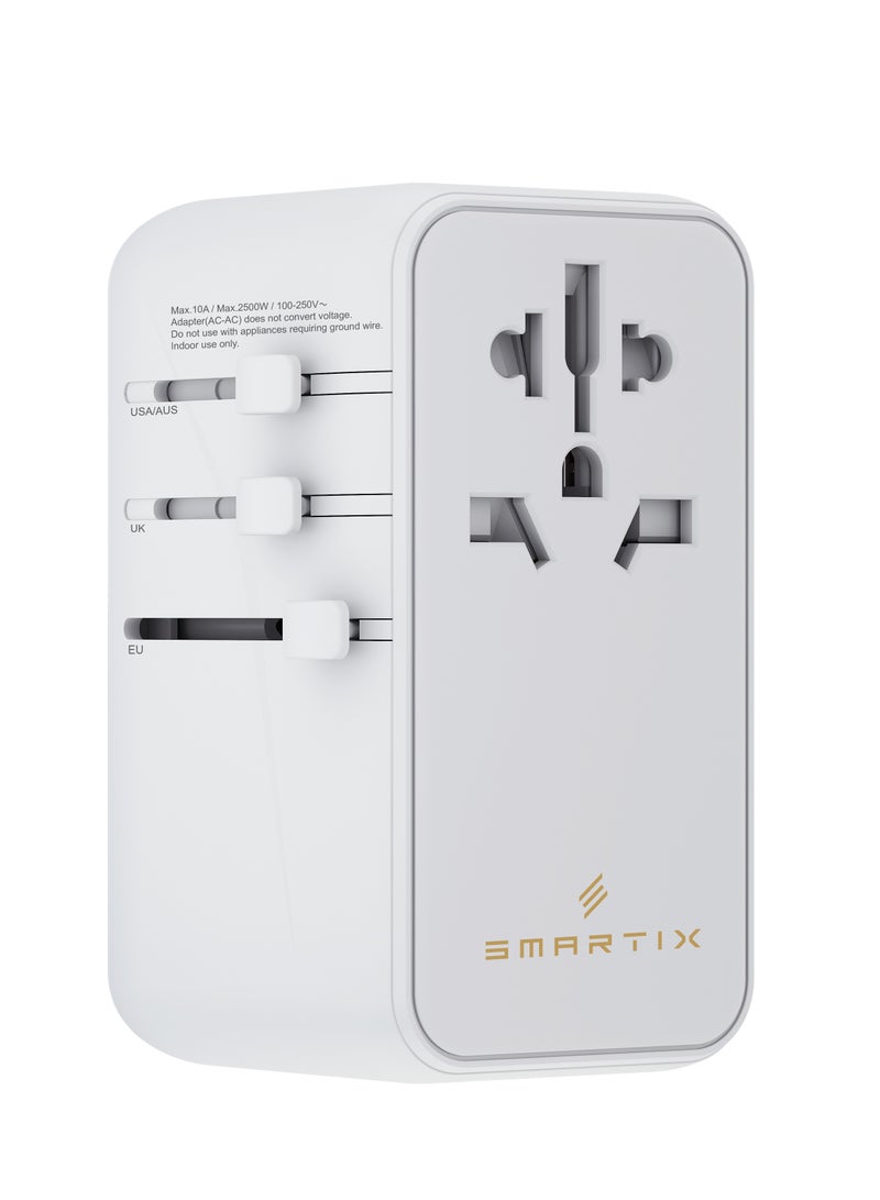 Smartix 100 W GaN3 Universal Travel Adapter – International Plug Adapter with 2 USB-A QC4.0 + 2 PD3.0 Type-C PPS Fast Charging, Worldwide Charger for Andriod and Apple Devices, Laptop, Tablets, USA/UK/EU/AU Plugs - Image 1