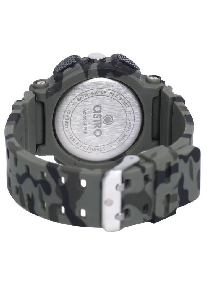 ASTRO Astro A21903-PPHB Men's Digital Display Watch & Silicone Strap Green Camouflage
