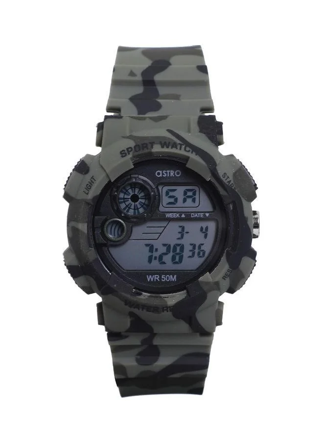 ASTRO Astro A21903-PPHB Men's Digital Display Watch & Silicone Strap Green Camouflage