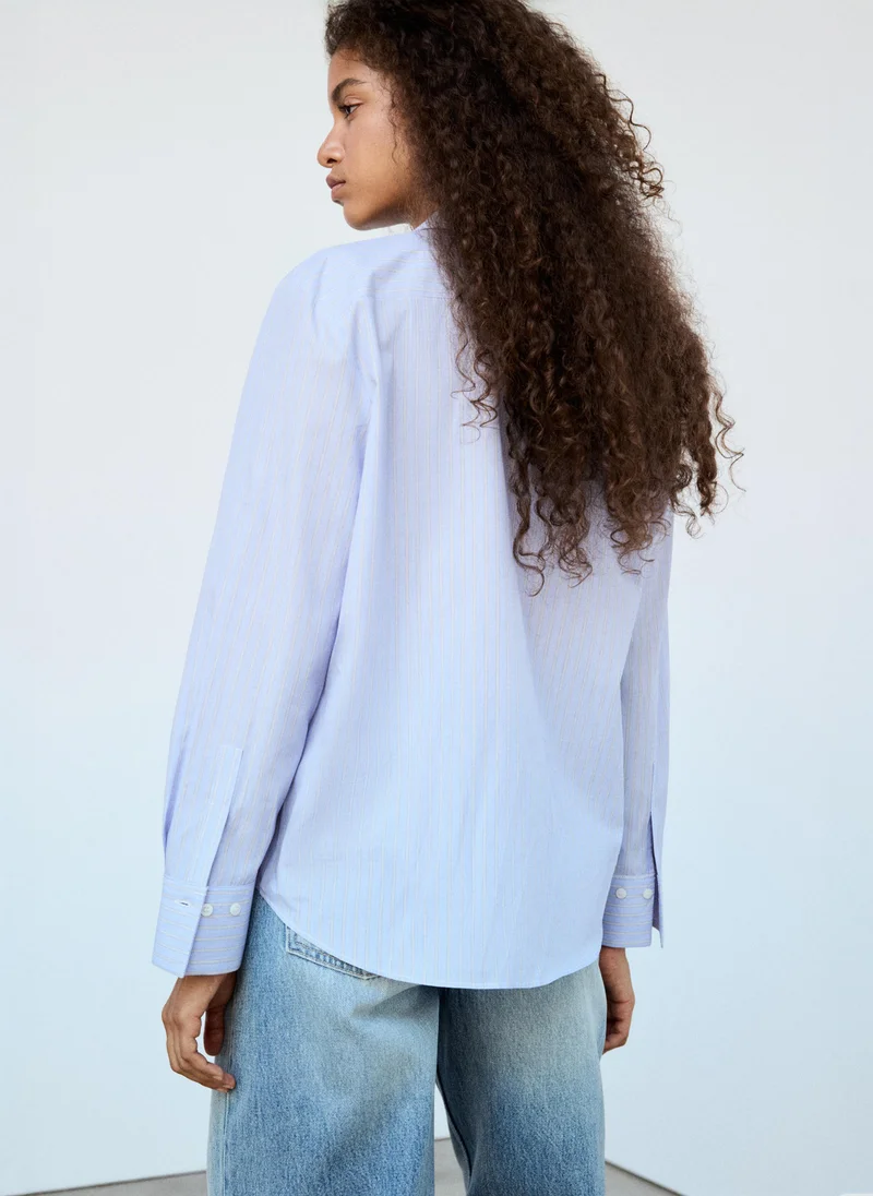 Mango 50-CELESTE Cotton And Lyocell Blend Straight Shirt for Women | Best Price UAE