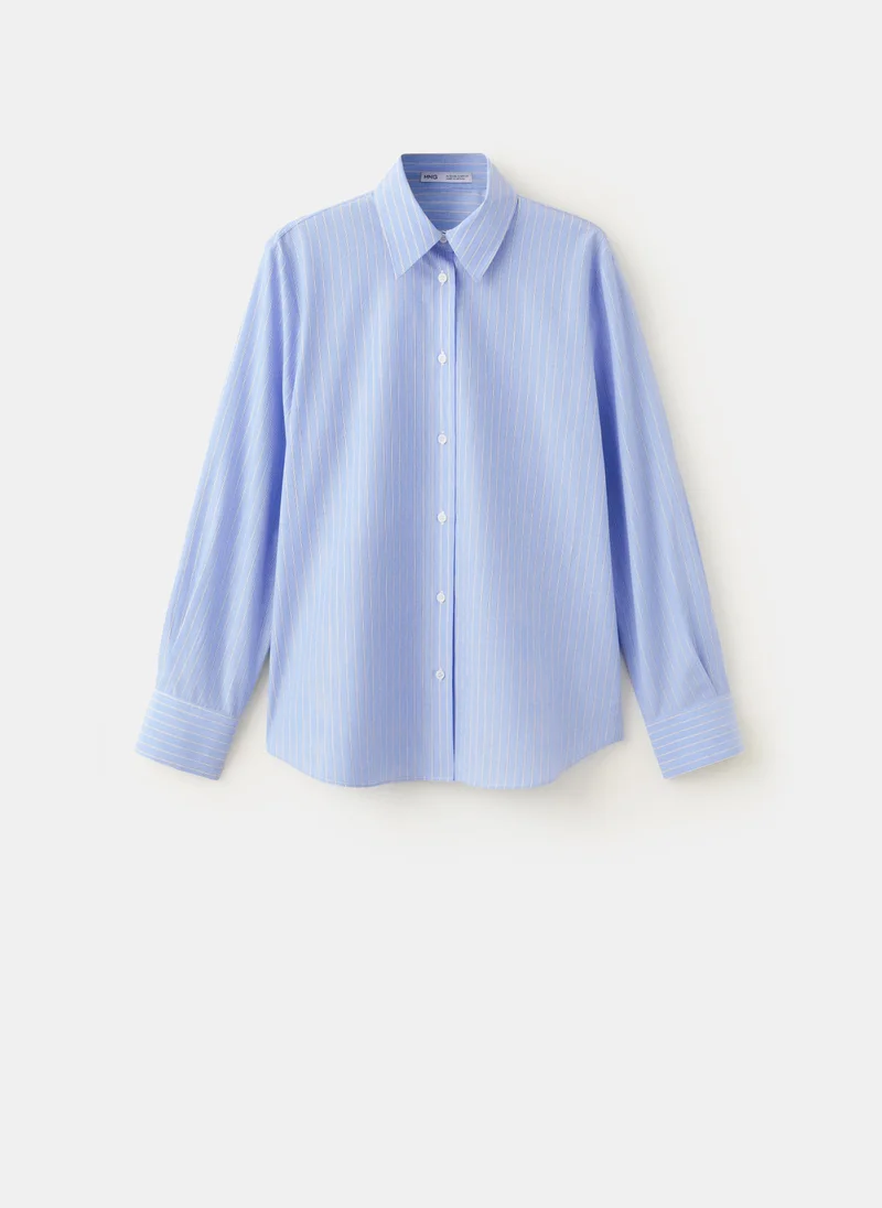 Mango 50-CELESTE Cotton And Lyocell Blend Straight Shirt for Women | Best Price UAE