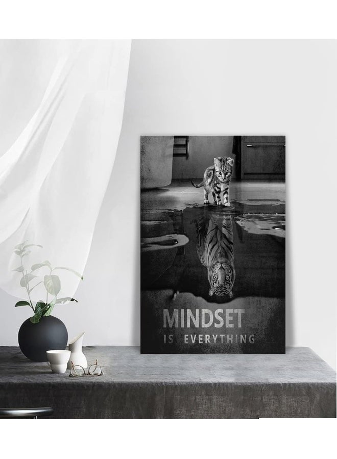Home Trove Mindset Is Everything Inspirational Positive Quotes Motivational Canvas Office Wall Art Poster Print Artwork Painting Picture For Living Room Bedroom Office Home Decor Framed Ready To Hang-12Â€Wx18Â€H  - Image 2