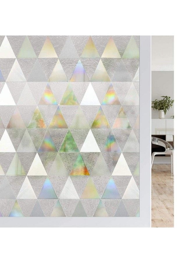 Rabbitgoo Privacy Window Film Rainbow Window Cling 3D Decorative Window Vinyl Stained Glass Window Covering Nonadhesive Film Sun Uv Blocking For Home Office Bathroom 17.5 X 78.7 Inches  - Image 2