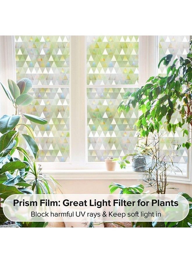 Rabbitgoo Privacy Window Film Rainbow Window Cling 3D Decorative Window Vinyl Stained Glass Window Covering Nonadhesive Film Sun Uv Blocking For Home Office Bathroom 17.5 X 78.7 Inches  - Image 4