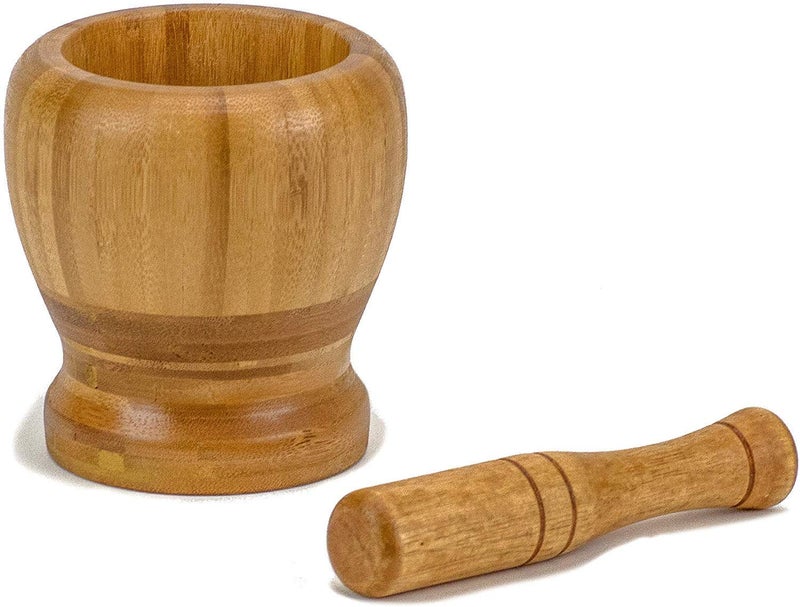DecorRack Mortar and Pestle, 100% Natural Bamboo Spice Grinder, Decorative 4 inch Wooden Mortar and Pestle Set for Kitchen - Image 2