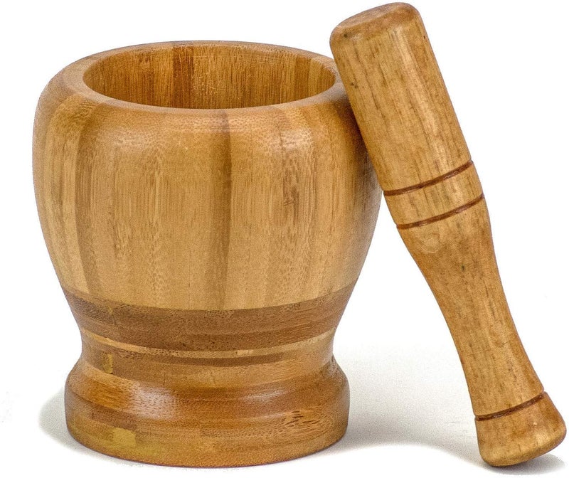 DecorRack Mortar and Pestle, 100% Natural Bamboo Spice Grinder, Decorative 4 inch Wooden Mortar and Pestle Set for Kitchen - Image 3