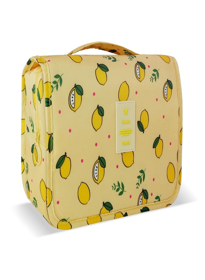 Lcsmaokin Large Capacity Toiletry Bag Travel Bag with Hanging Hook for Men and Women Waterproof Travel Cosmetic Bag Bathroom Storage Bag for Brushes Set,Full-Sized Shampoo,Accessories -Yellow Lemon - Image 1