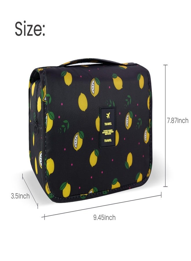 Lcsmaokin Large Capacity Toiletry Bag Travel Bag with Hanging Hook for Men and Women Waterproof Travel Cosmetic Bag Bathroom Storage Bag for Brushes Set,Full-Sized Shampoo,Accessories -Yellow Lemon - Image 4