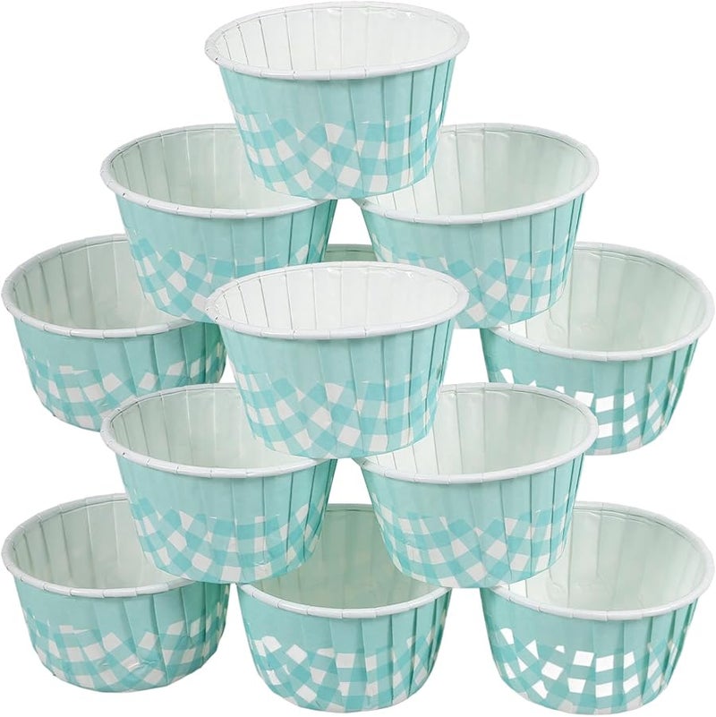 Blue Checkered Cupcake Liners 50pcs High Temperature Resistant Baking Cups for Oven and Party Use - Image 1