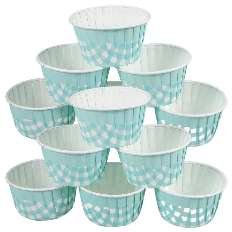 Blue Checkered Cupcake Liners 50pcs High Temperature Resistant Baking Cups for Oven and Party Use - Image 2
