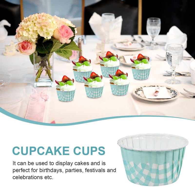 Blue Checkered Cupcake Liners 50pcs High Temperature Resistant Baking Cups for Oven and Party Use - Image 4