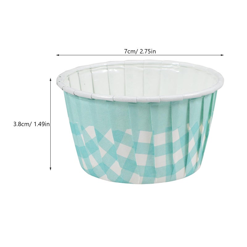 Blue Checkered Cupcake Liners 50pcs High Temperature Resistant Baking Cups for Oven and Party Use - Image 3