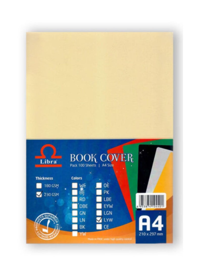 Libra Book cover Embossed Leather Board A4 230gsm Light Yellow 100 Sheets - Image 2