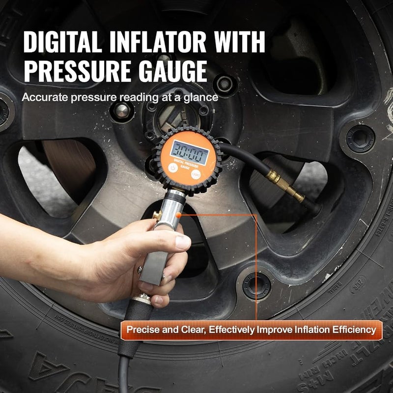 VEVOR 12V High Performance Air Compressor with 6L Tank Kit, Portable 6.35CFM Tyre Inflator, 150 PSI Off-Road Air Compressor with Digital Pressure Gauge, Tyre Inflator for Trucks, Cars, SUVs, 4x4 - Image 3