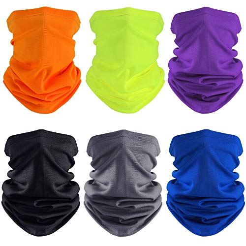 Geyoga 6 Pieces Summer UV Protection Cooling Neck Gaiter Face Clothing Neck Gaiter Mask Scarf Sunscreen Breathable Bandana(Delicate Colors) - Image 1