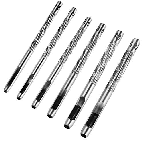 AsonTao 6PCS Hollow Leather Hole Punch Set (1.5mm-4mm) for Belts, Watch Bands, Leather Craft, Round Hole Punch Tool for Belt, DIY, Leatherworking, Repair Tools -ASONTAO - Image 1