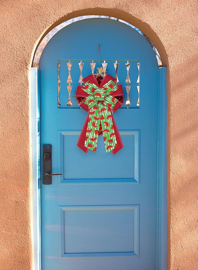 Glodecart Large Summer Bow for Wreath, Red Watermelon Bow for Front Door Home, Summer Fruit Watermelon Wreath Bow for Party Decor Indoor Outdoor Wall Spring Summer Hanging Decoration Supplies Ornament - Image 3