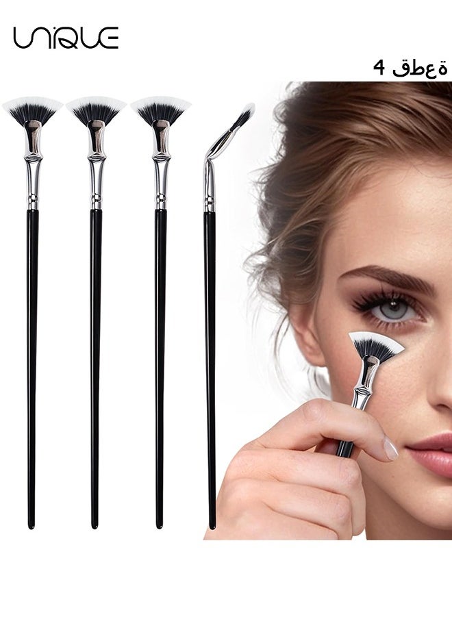 Unique 4 PCS Folding Angle Scalloped Lash Brush, New Upgraded Eyelash Fan Brush, Eyelash Separation Tool, Soft Bristles Eyelash Comb, Lengthening Eyelash Makeup Tool, Suitable for Any Make-Up Look  - Image 1