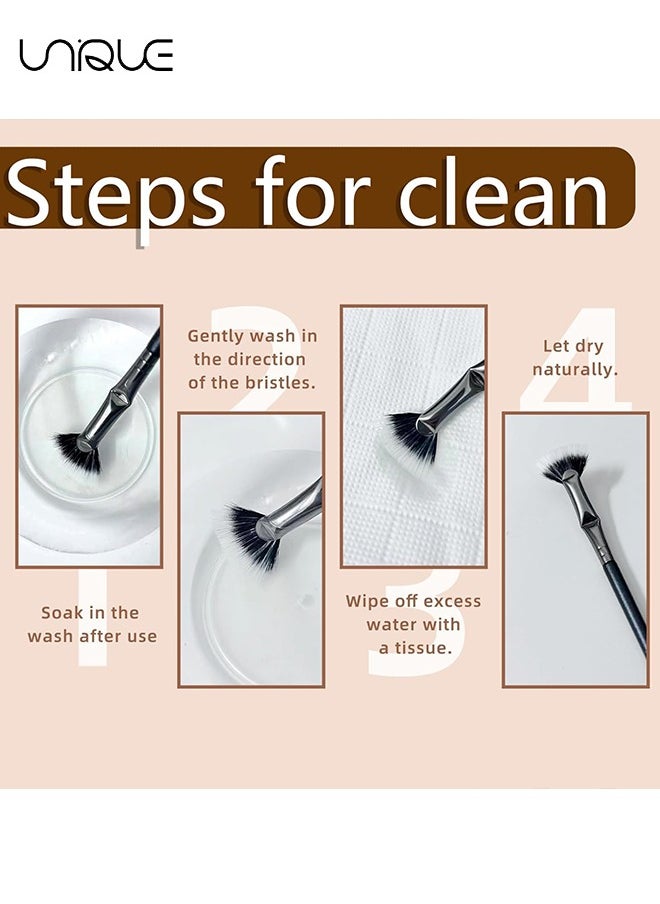 4 PCS Folding Angle Scalloped Lash Brush, New Upgraded Eyelash Fan Brush, Eyelash Separation Tool, Soft Bristles Eyelash Comb, Lengthening Eyelash Makeup Tool, Suitable for Any Make-Up Look