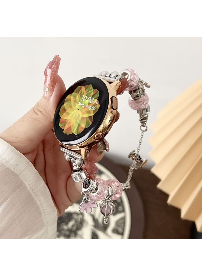 Loquat Metal Pandora Bead Chain For Huawei WatchGT4 Watch Band GT234nGlory Magic2 Strap-Color:【strap Only】 Crystal Powder - Suitable For Huawei Gt3 Pro 【43mm】 - Image 1