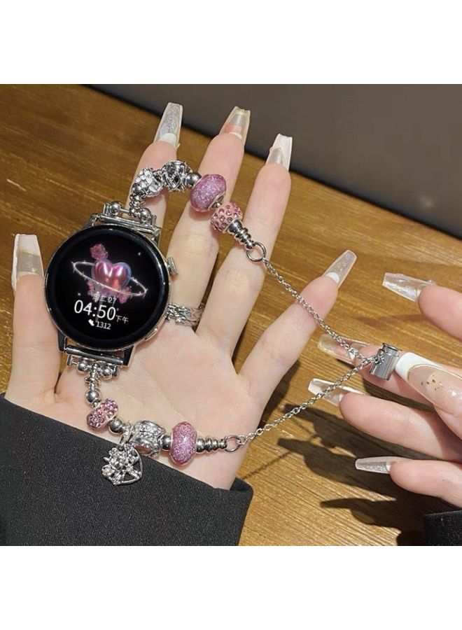 Loquat Metal Pandora Bead Chain For Huawei WatchGT4 Watch Band GT234nGlory Magic2 Strap-Color:【strap Only】 Crystal Powder - Suitable For Huawei Gt3 Pro 【43mm】 - Image 2