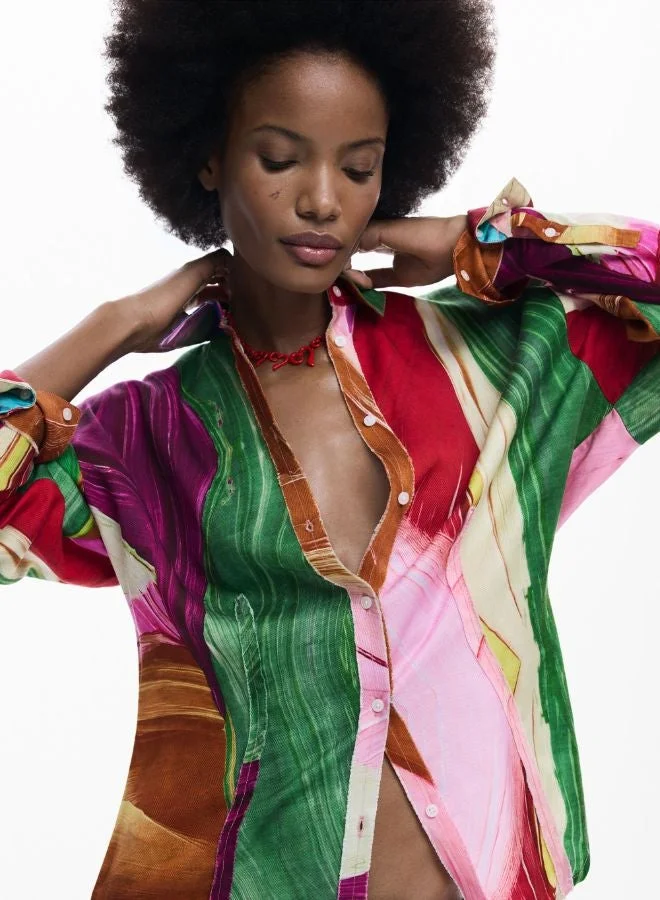 DESIGUAL Multicolour Fitted Printed Shirt for Women | Best Price UAE
