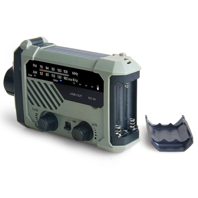 Digital FM AM Radio Outdoor Emergency Lamp Solar Hand Crank Radio Flashlight LED Reading Light SOS Alarm 2000mAh Battery USB Output - Image 5