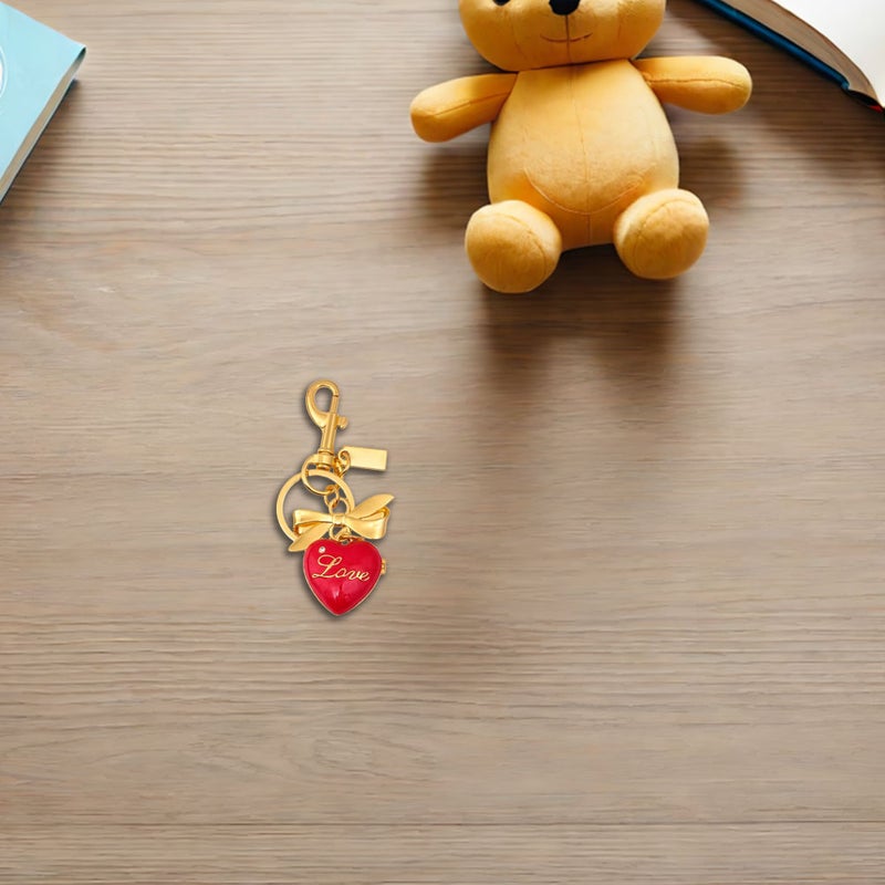 LOVE Heart Locket Keychain: Friendship and Couple Keyring Metal Frame Bag Charm Pendant for Handbags Backpacks and Purses Red - Image 4