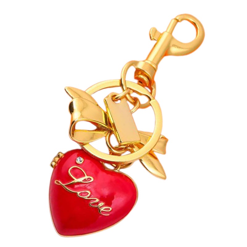 LOVE Heart Locket Keychain: Friendship and Couple Keyring Metal Frame Bag Charm Pendant for Handbags Backpacks and Purses Red - Image 1