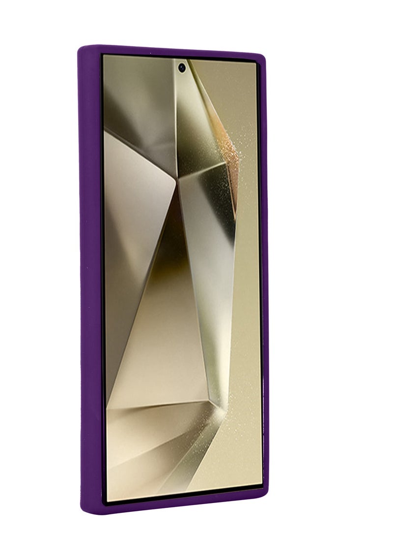 دبليو تيك غطاء حماية من السيليكون السائل الناعم لهاتف سامسونج جالاكسي S24 الترا 5G 2024 باللون الأرجواني الباذنجاني - Image 2