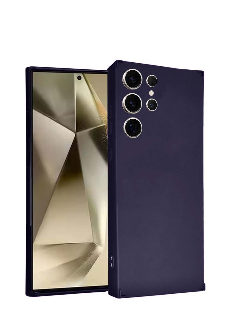 دبليو تيك غطاء حماية من السيليكون السائل الناعم لهاتف سامسونج جالاكسي S24 الترا 5G 2024 باللون الأرجواني الباذنجاني - Image 1