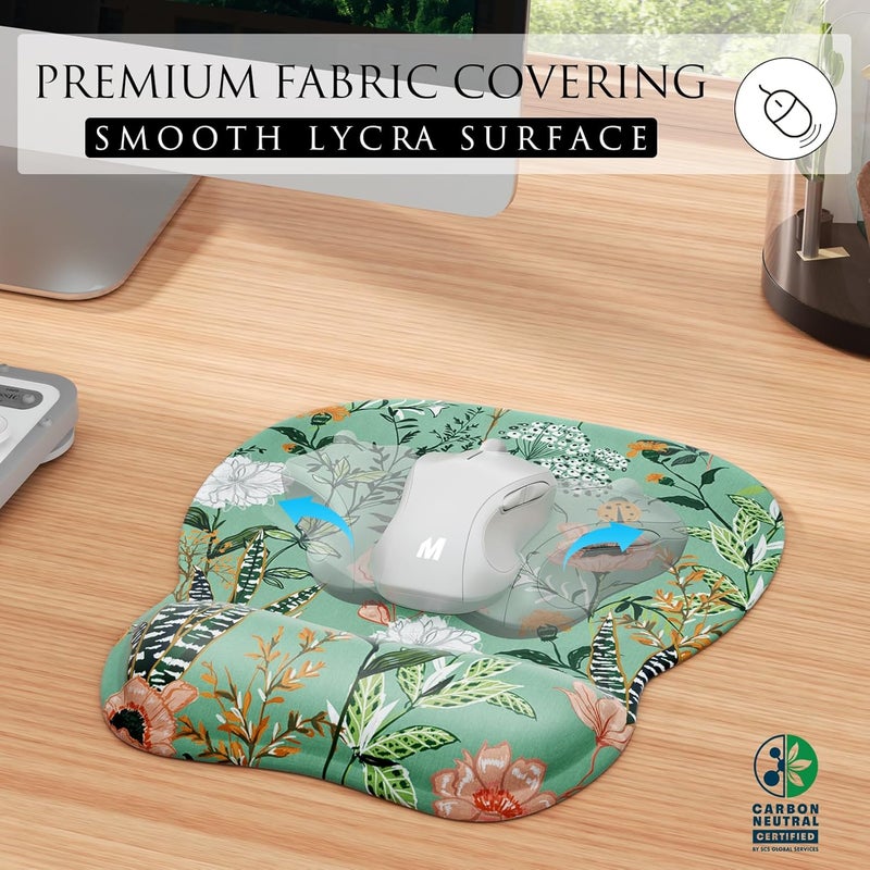 MROCO Ergonomic Mouse Pad with Gel Wrist Rest, Comfortable Mousepad with Smooth Wrist Support Surface and Non-Slip PU Base for Pain Relief, Computer, Office & Home, 9.4 x 8.1 in, Garden Whispers - Image 2