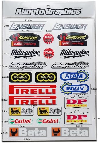Kungfu Graphics Micro Sponsor Logo Racing Sticker Sheet Universal (7.2X 10.2 inch), MSS(39) - Image 1