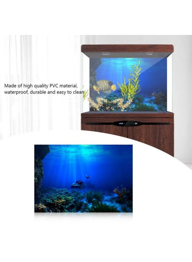GLOGLOW Aquarium Poster, 3D Effect Underwater Background Sticker Thicken Pvc Adhesive Static Cling Backdrop Fish Decorative Paper(61×41Cm) - Image 3