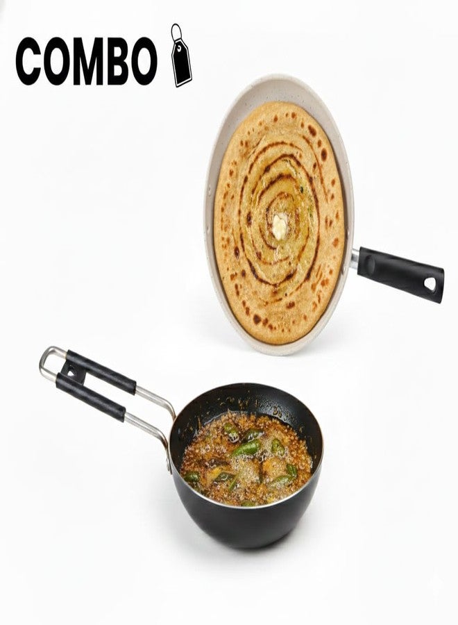 Combo Cookware Set, Non-Stick Tawa and Frying Pan, Black and White, Kitchen Essentials - Image 2
