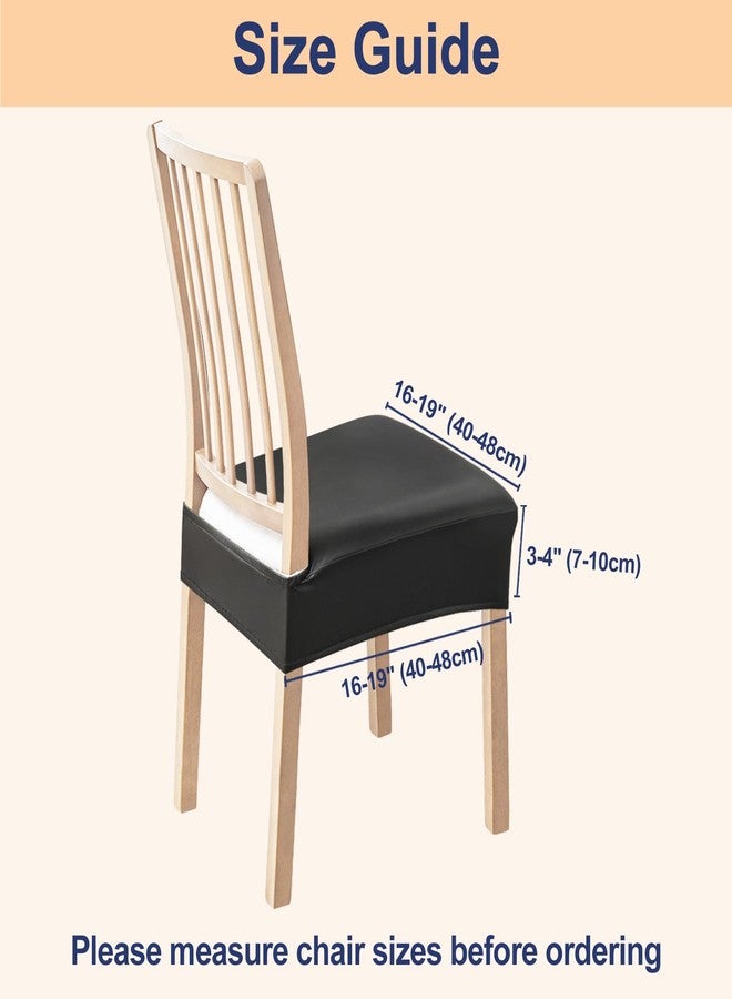 smiry أغطية مقاعد سميري المقاومة للماء، طقم من 4 قطع، مصنوعة من جلد البولي يوريثان المطاطي، قابلة للإزالة والغسل، لحماية مقاعد كراسي غرفة الطعام، بدون أغطية خلفية، لون أسود - Image 5