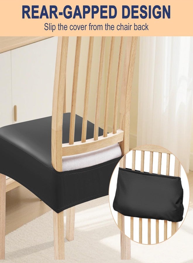 smiry أغطية مقاعد سميري المقاومة للماء، طقم من 4 قطع، مصنوعة من جلد البولي يوريثان المطاطي، قابلة للإزالة والغسل، لحماية مقاعد كراسي غرفة الطعام، بدون أغطية خلفية، لون أسود - Image 3