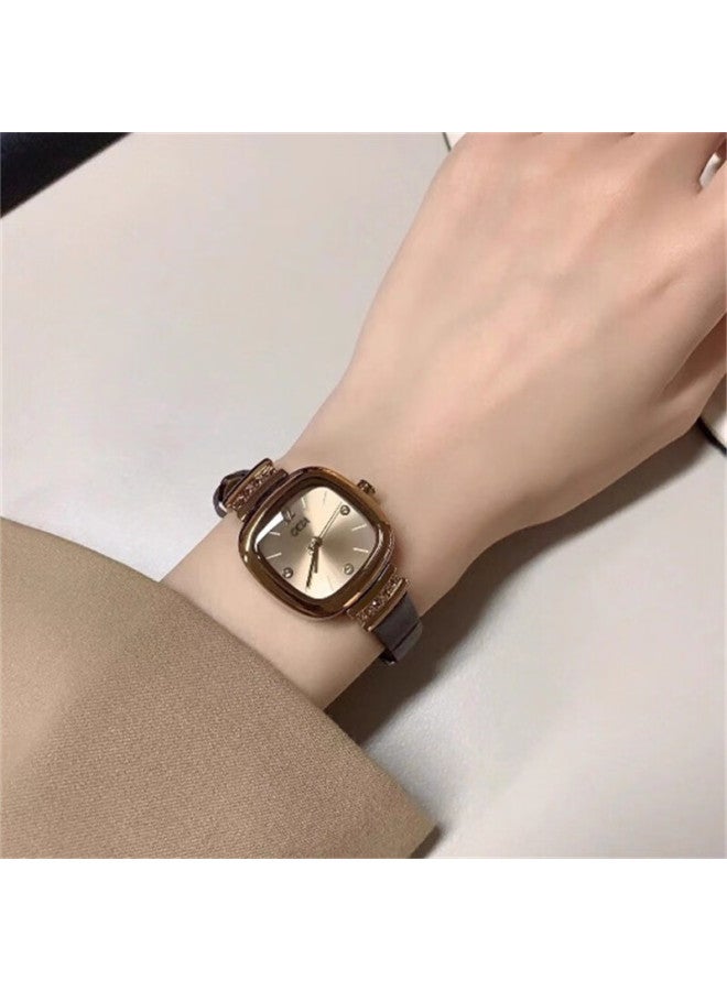 Ciloa  New Small Exquisite Women's Mechanical Square Watch Luxury Brown Ladies Watch - Image 1