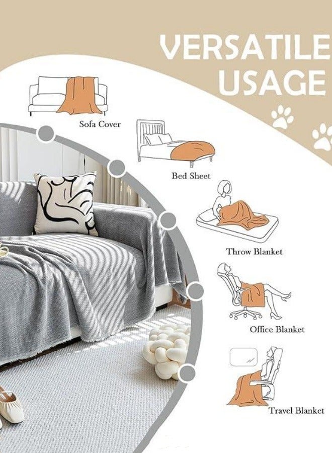 Optico Sofa Cover, Throw Couch Cover Non-Slip Sofa Couch Slipcover Sofa Cover Blanket Couch Protector Furniture Protector with Tassels Machine Washable (Grey, 180 * 230CM) - Image 4