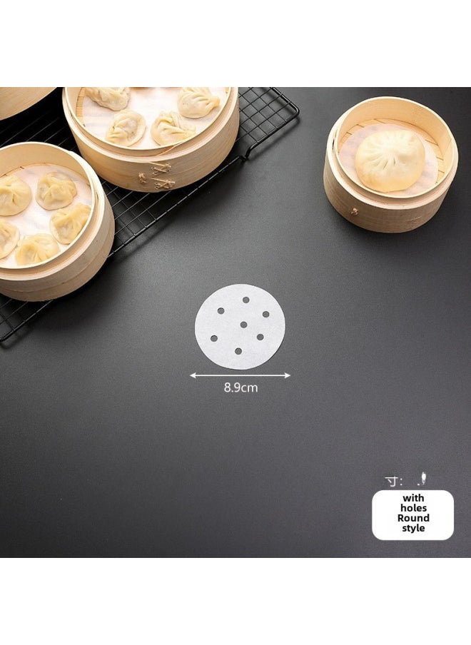Generic Food Grade Disposable Steamer Paper Non-stick Steaming Paper Household Steamed Bun Paper For Steamed Bread Air Fryer Paper-Color:500 Tablets (family Half A Year Available)-Specifications:3.5 Inches (9cm)  - Image 1