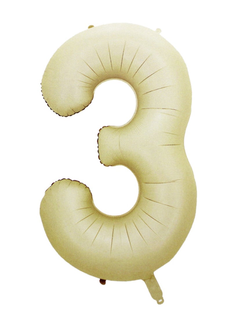 PARTY FUN Foil Number Balloon 16" No.3 Oat Color  - Image 1