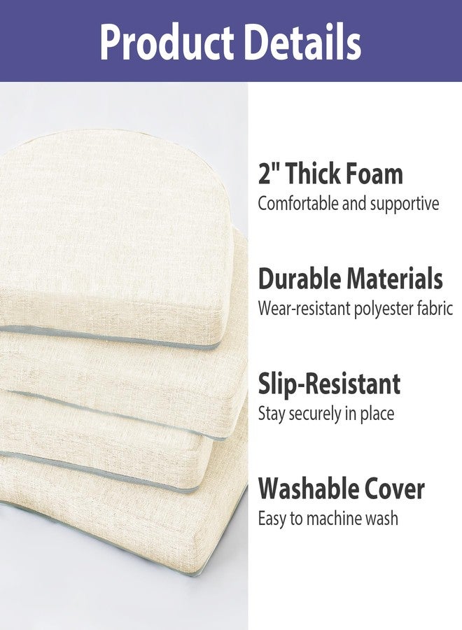 IPYNBAP Chair Cushions for Dining Chairs with Ties and Removable Cover, Dining Kitchen Chair Pads with Non-Slip Bottom, High-Resilience Indoor Seat Cushions, 16'' x 16'' x 2'', Set of 4, Beige - Image 2