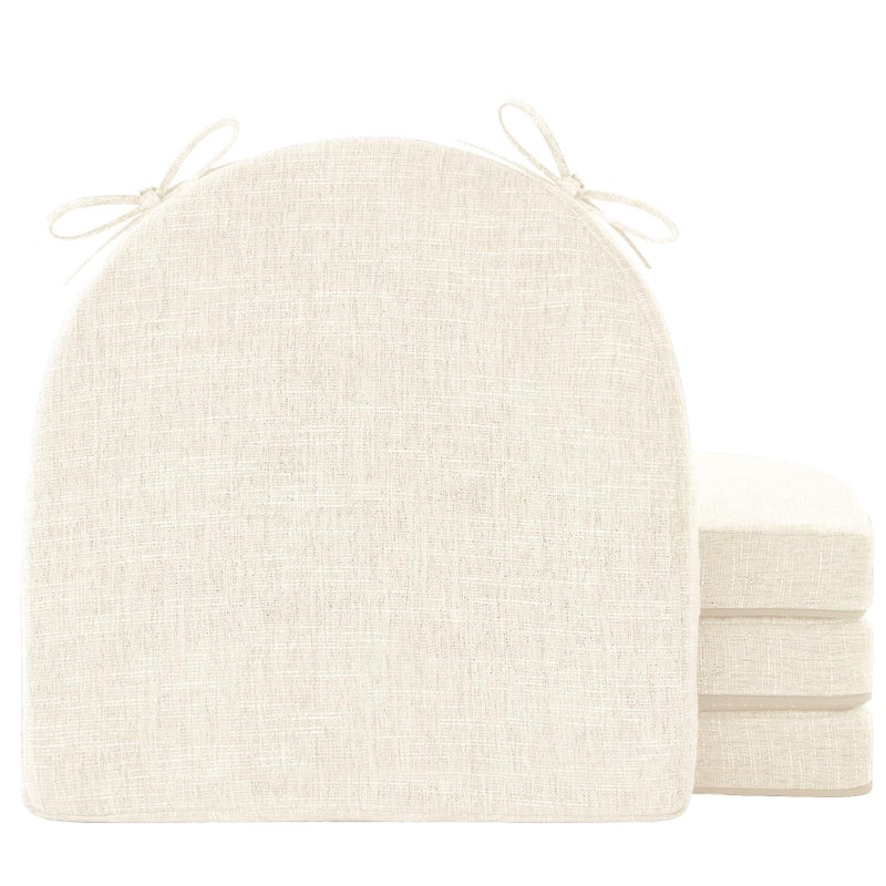 IPYNBAP Chair Cushions for Dining Chairs with Ties and Removable Cover, Dining Kitchen Chair Pads with Non-Slip Bottom, High-Resilience Indoor Seat Cushions, 16'' x 16'' x 2'', Set of 4, Beige - Image 1