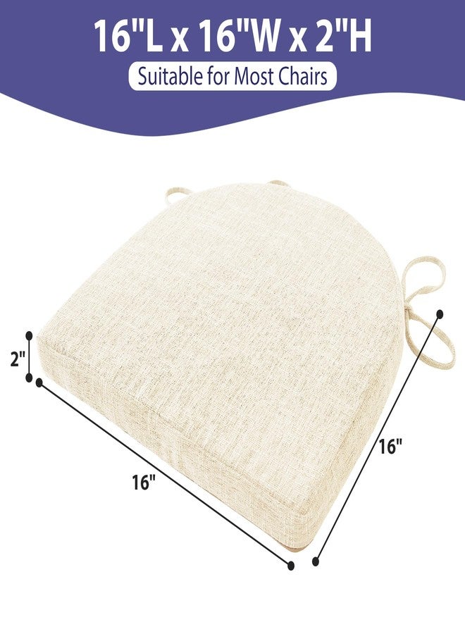 IPYNBAP Chair Cushions for Dining Chairs with Ties and Removable Cover, Dining Kitchen Chair Pads with Non-Slip Bottom, High-Resilience Indoor Seat Cushions, 16'' x 16'' x 2'', Set of 4, Beige - Image 3