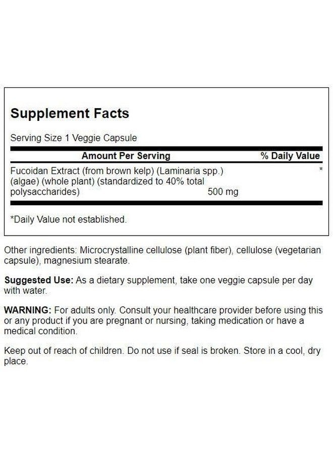 Swanson Maximum Strength Fucoidan Extract - Herbal Supplement Promoting Immune System Function - Natural Formula Supporting Overall Health - (60 Veggie Capsules, 500mg Each) - Image 2