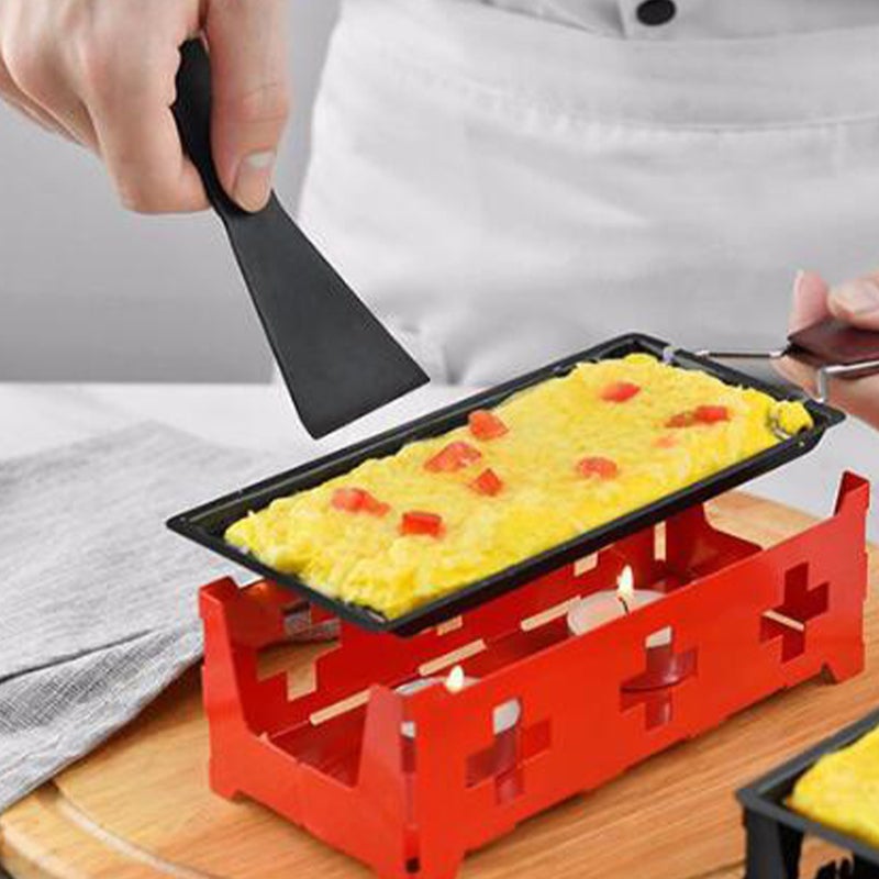 2 Sets Portable Cheese Grill Mini Non-stick Bakeware Set Butter Cheese Grill Non-stick Outdoor Camping Cookware for Kitchen with Black Stove Rack, Baking Tray, Small Spatula (Black, Steel Handle) - Image 3