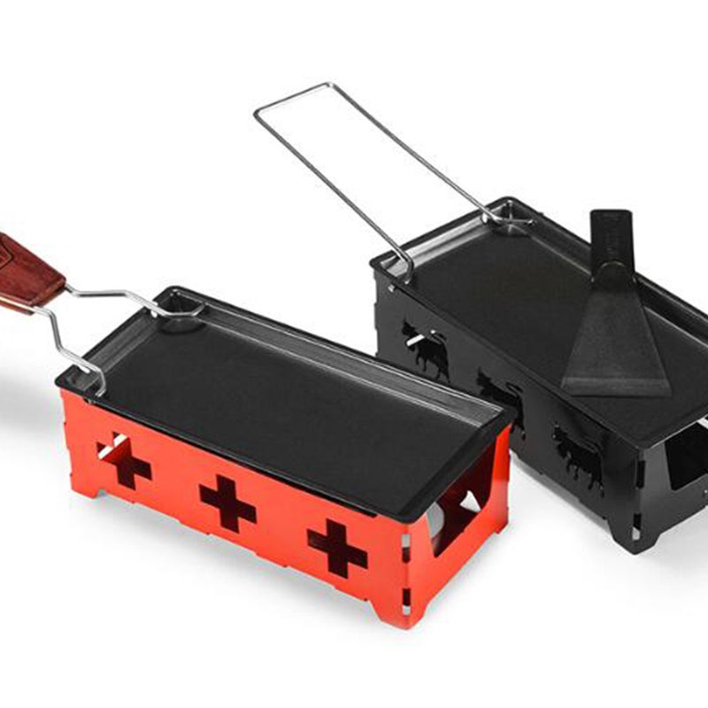 2 Sets Portable Cheese Grill Mini Non-stick Bakeware Set Butter Cheese Grill Non-stick Outdoor Camping Cookware for Kitchen with Black Stove Rack, Baking Tray, Small Spatula (Black, Steel Handle) - Image 5