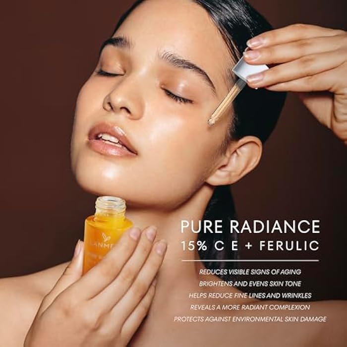 Lanmeri Vitamin C Serum With Ferulic Acid: C & E Ferulic Face Serum With 15% Ascorbic Acid, Vitamin E, Hyaluronic Acid - Vit C Serum for Hydration, Brightening, Anti-aging, Anti Wrinkle, Skin Repair 1 Fl Oz - Image 4